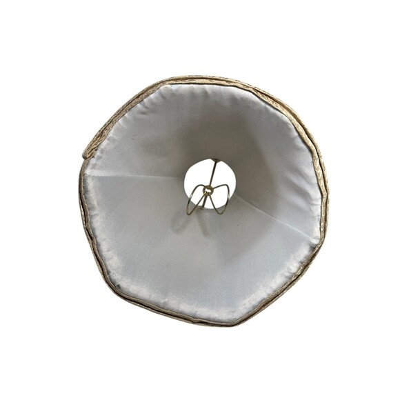 Vintage Small Clip On Lamp Shade Beige Scalloped Edge Fabric Interior 8" Tall - Picture 8 of 8